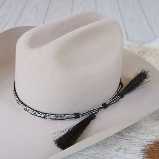 Horsehair 5 Strand Braided Hat Band with Double Tassel - Spur