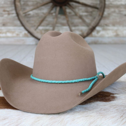 Turquoise Braided Leather Hat Band