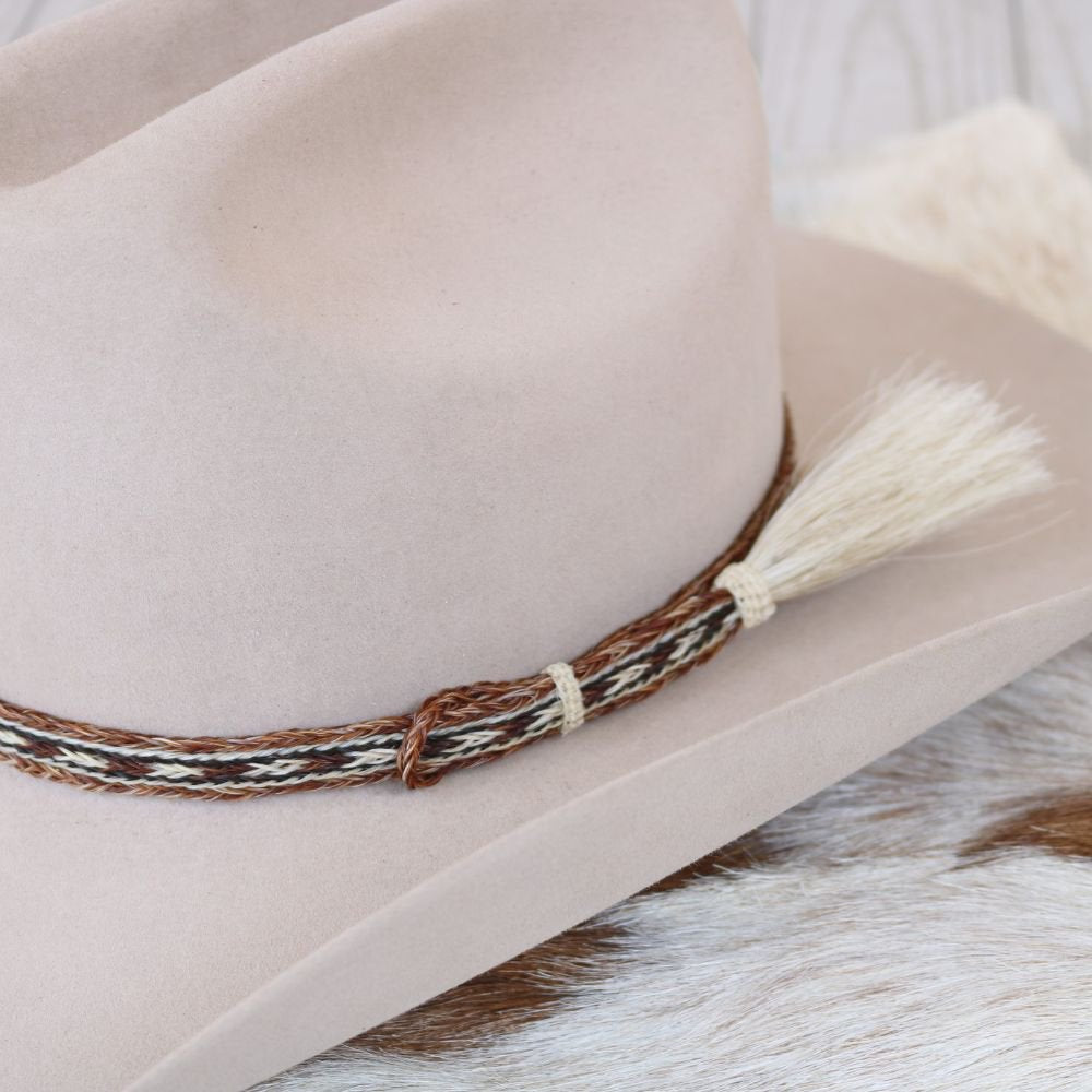 Genuine Horsehair 5 Strand Braided Hat Band with Single Tassel - Paint