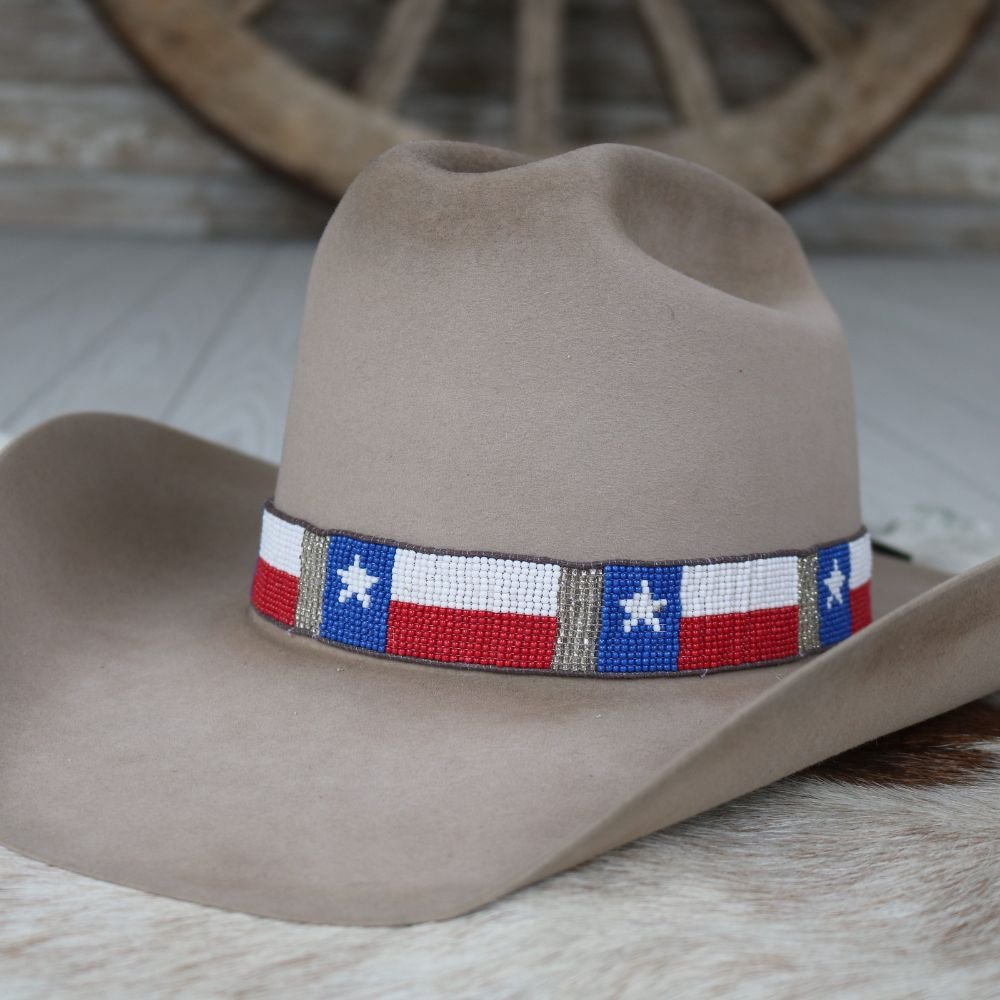 Texas Flag Beaded Hat Band