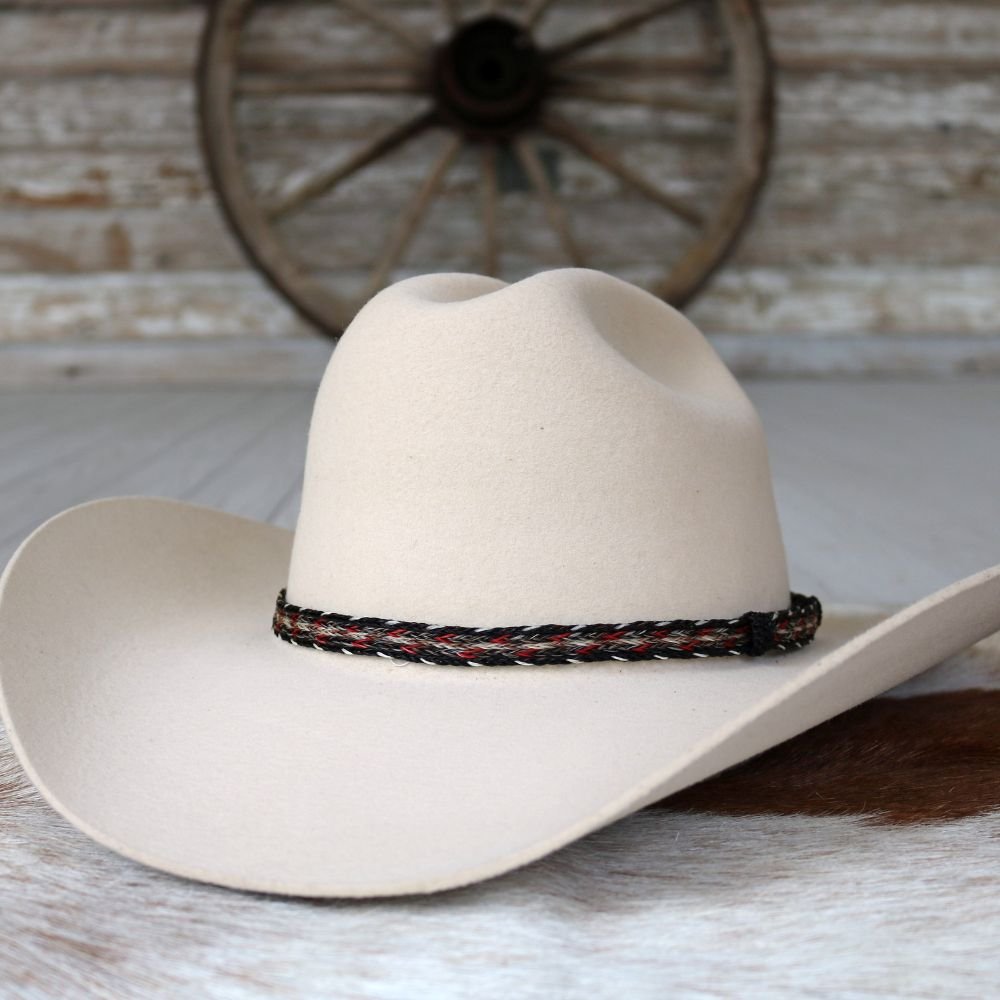 Genuine Horsehair 5 Strand Braided Hat Band - Roulette