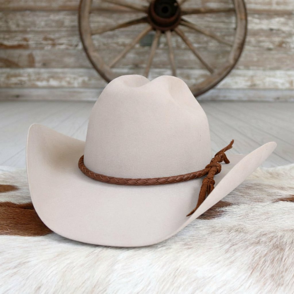 Brown Single Braided Leather Hat Band