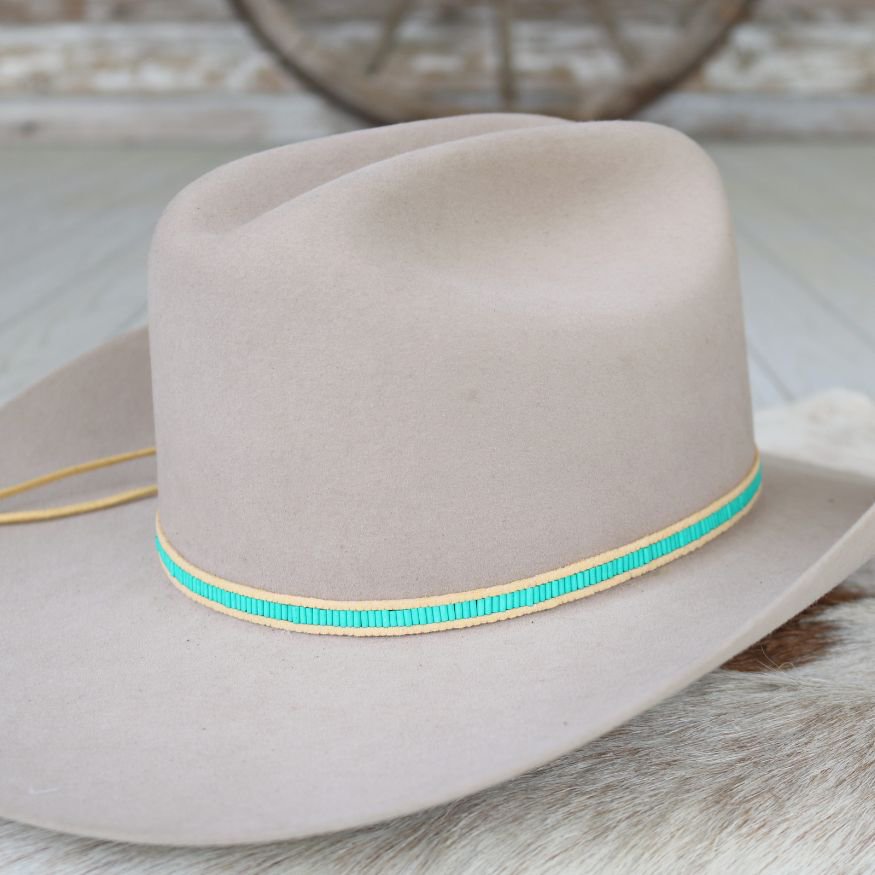 Turquoise Lane Stitch Beaded Hat Band