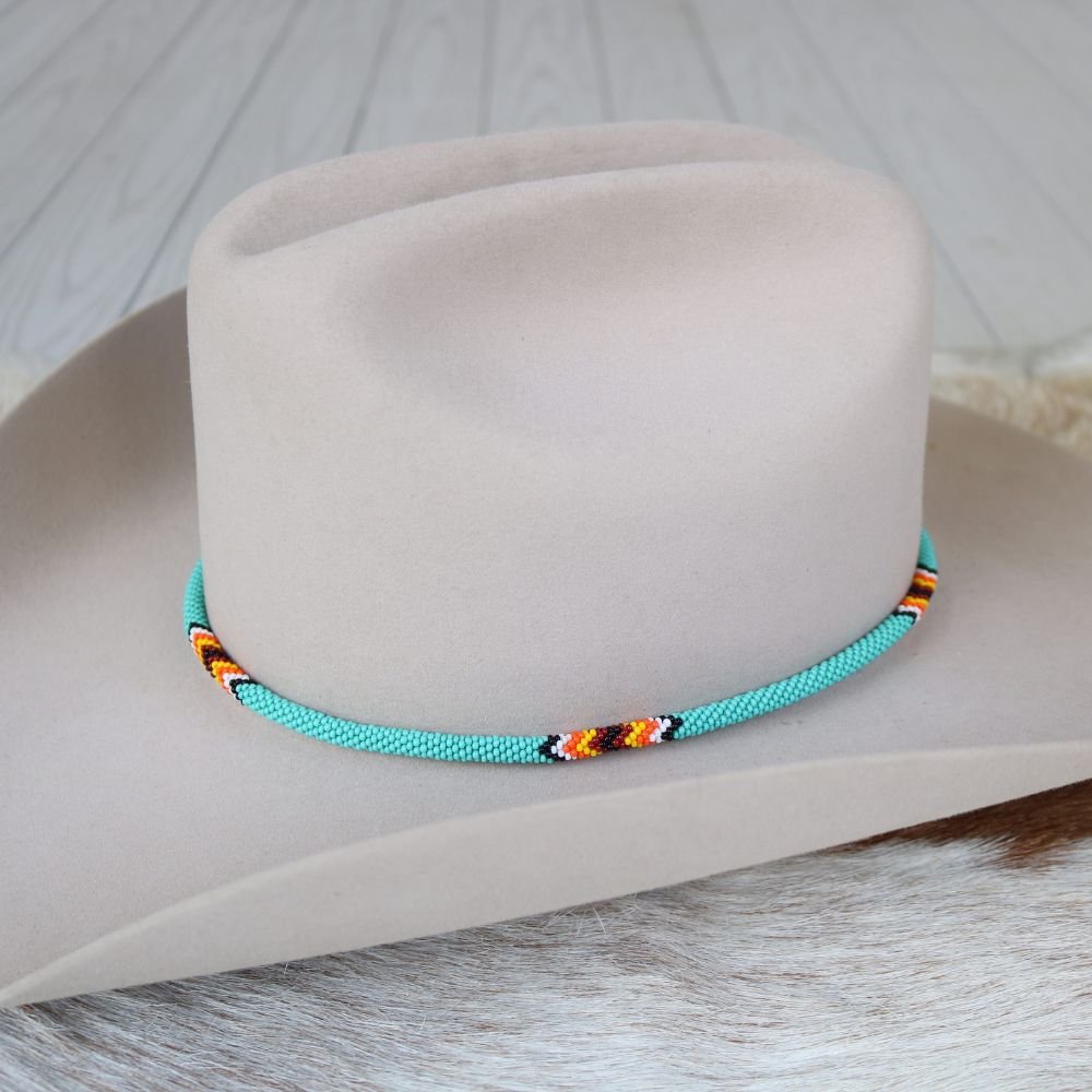 Round Beaded Hat Band (Turquoise)