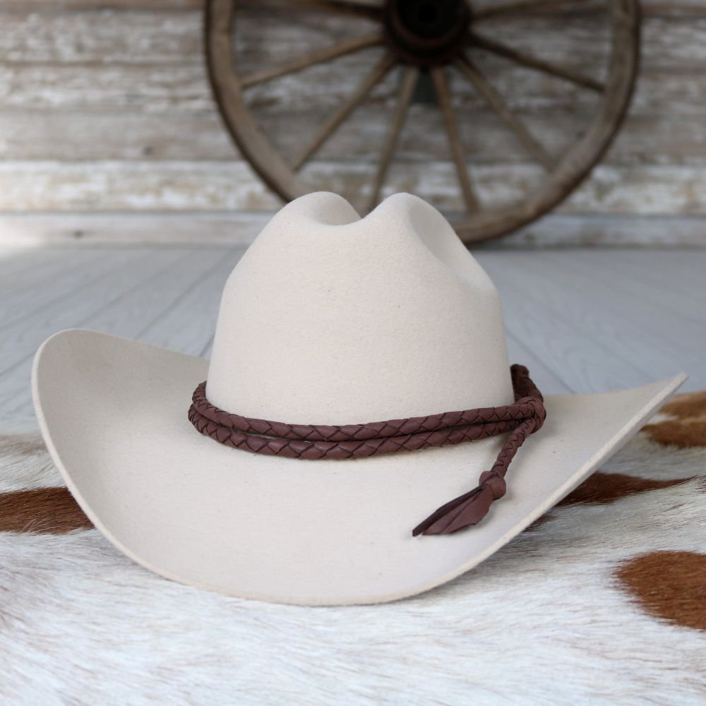 Brown Braided Leather Hat Band