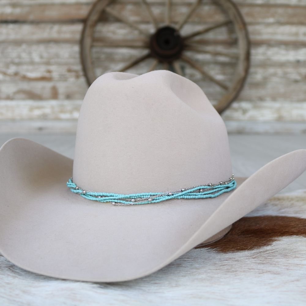 Dusty Blue Multi-Strand Beaded Hat Band