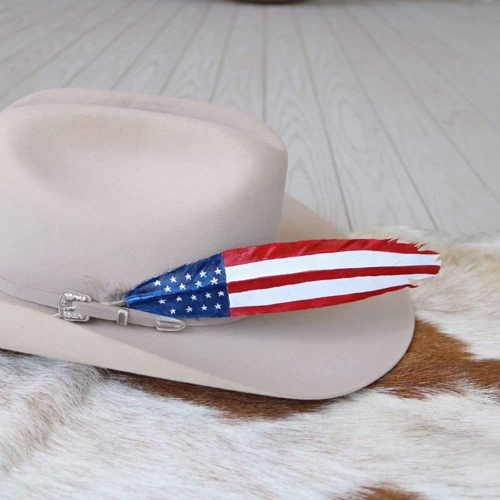American Flag Painted Turkey Hat Feather