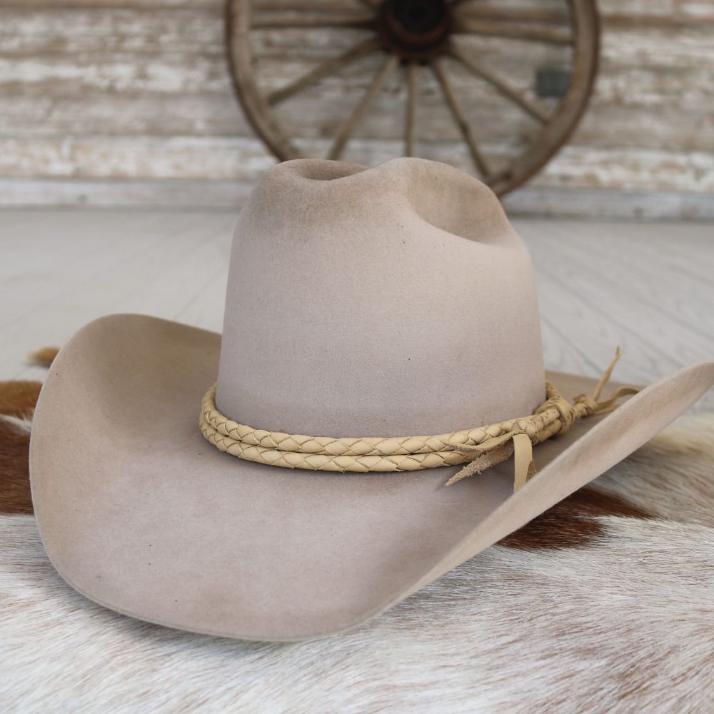 Camel Braided Leather Hat Band