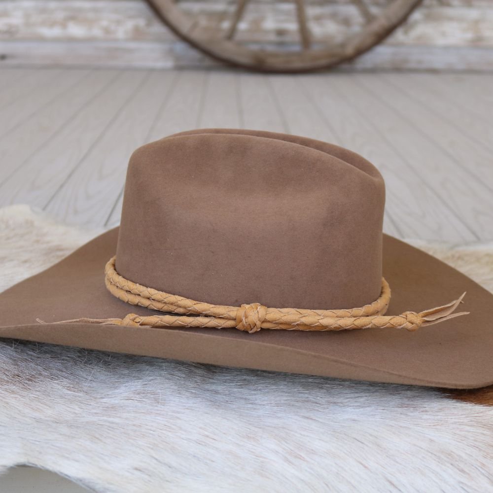 Butterscotch Braided Leather Hat Band