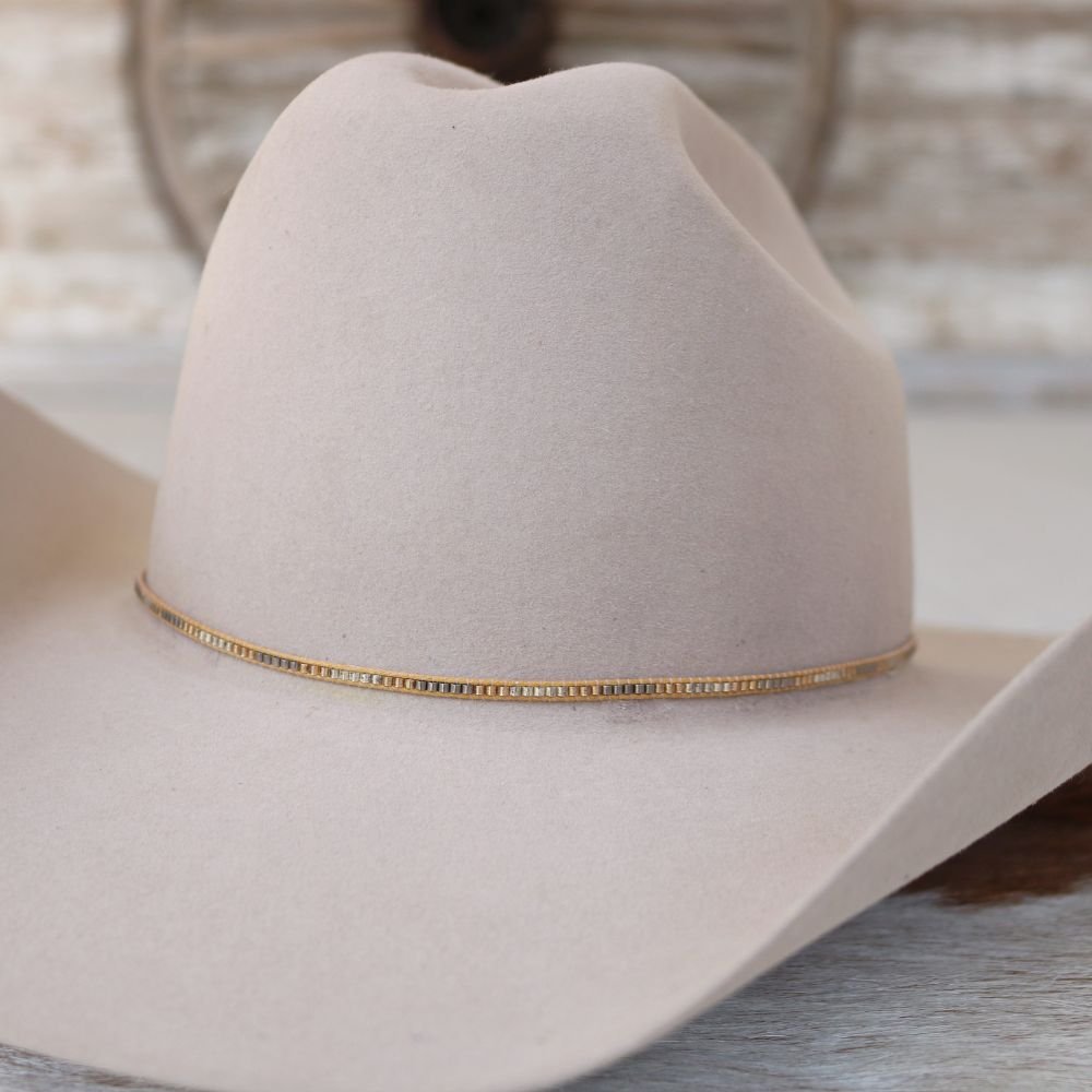 Thin Metallic Beaded Hat Band