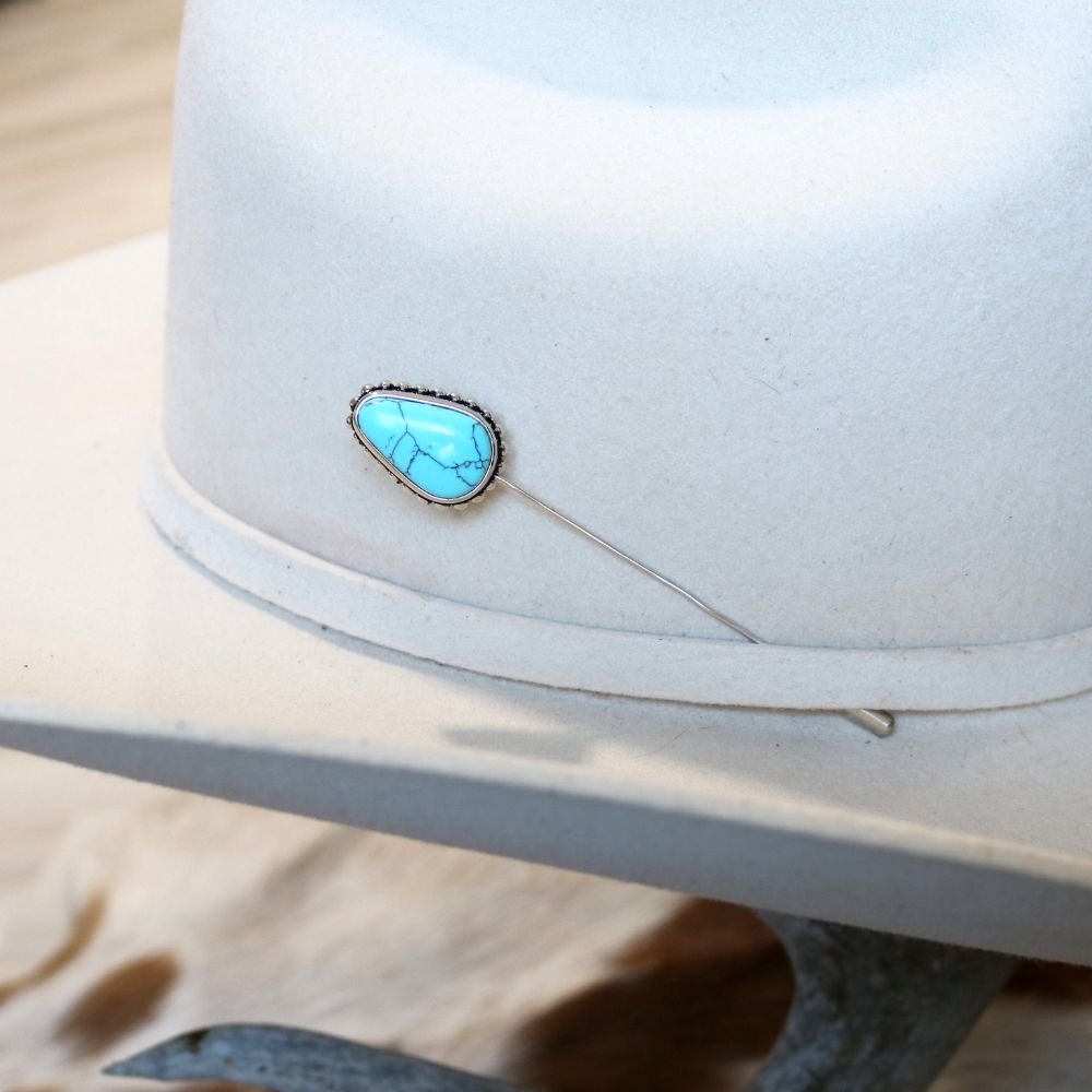 Beaded Edge Turquoise Hat Pin - Sierra