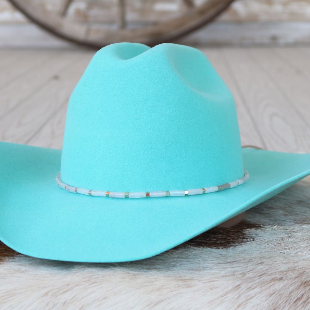 White Jade Stone Hat Band - Halo