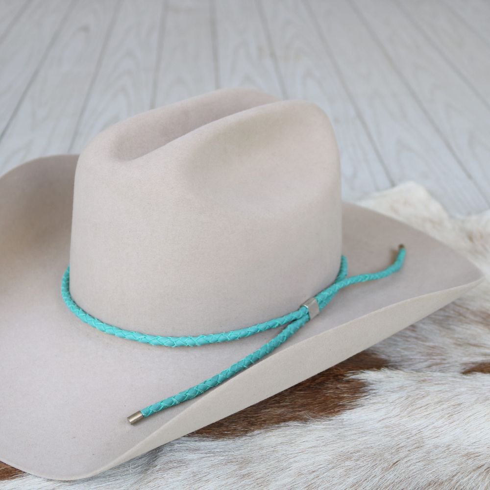Turquoise Braided Leather Hat Band