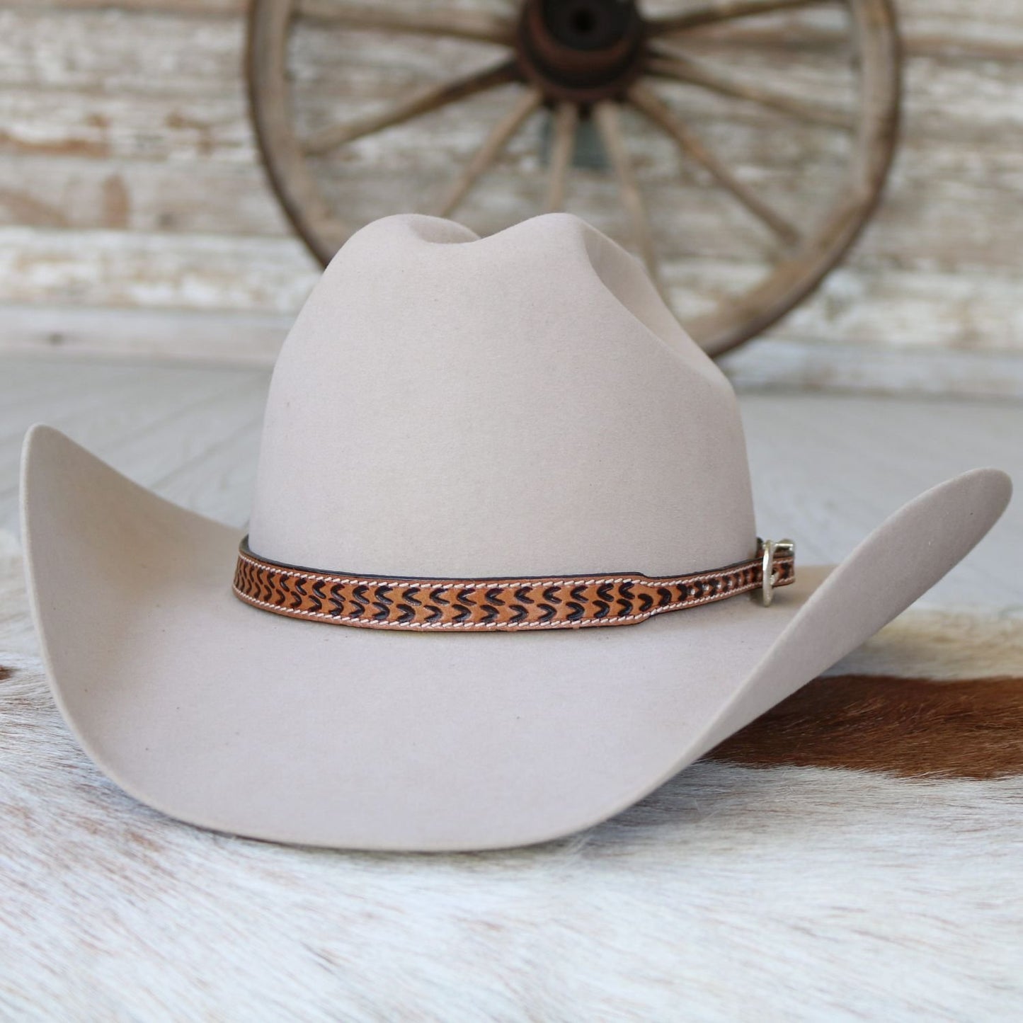 Brown Leather Stamped Hat Band - Cimarron