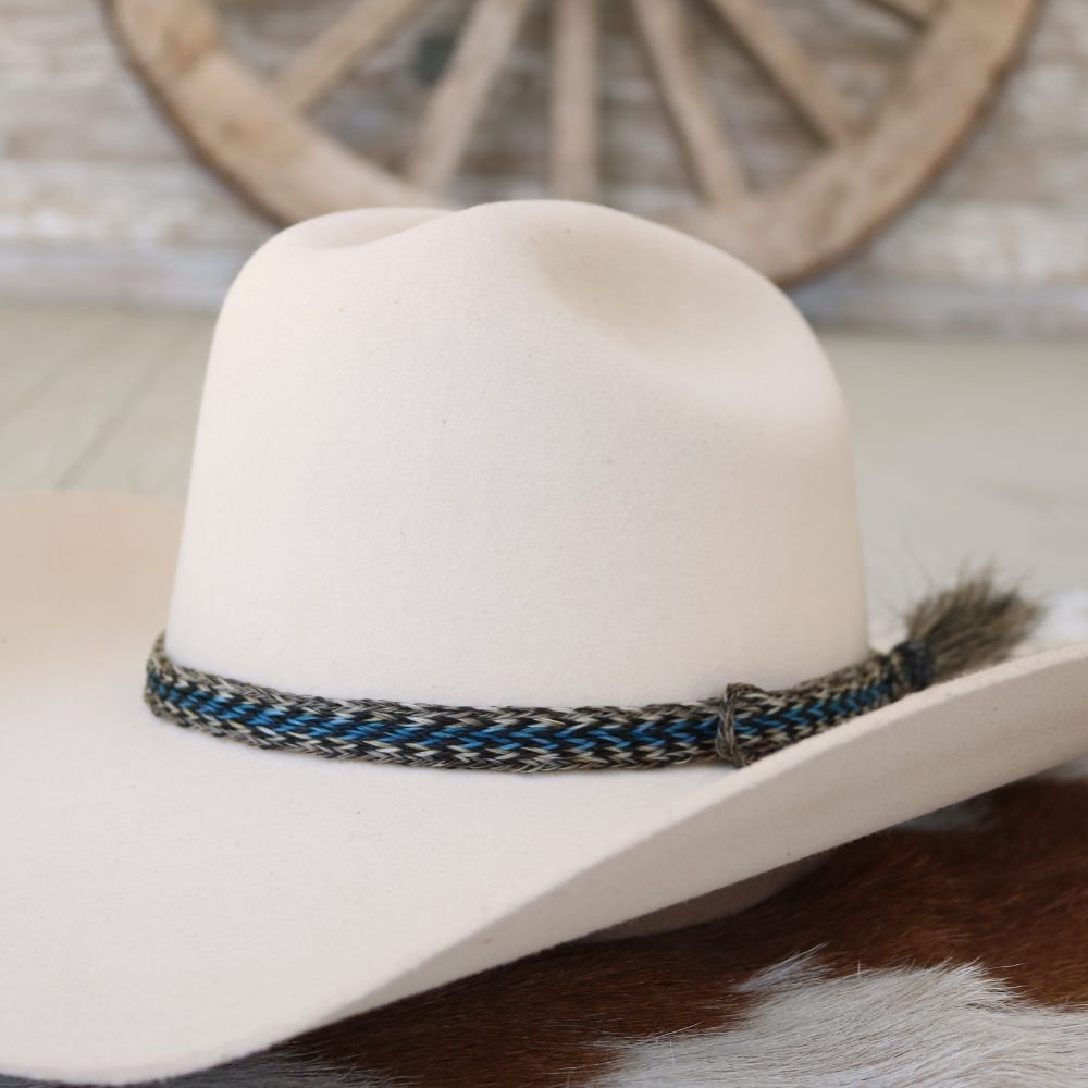 Genuine Horsehair 6 Strand Braided Hat Band with Single Tassel - Caleb