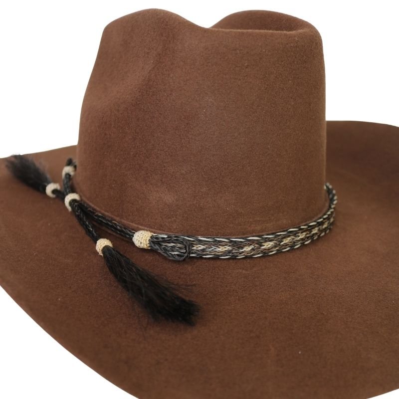 Horsehair Braided Double Tassel Hat Band - Stripe