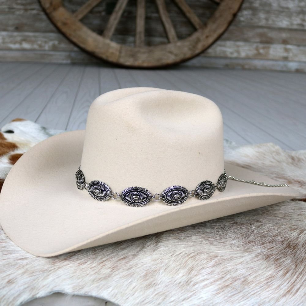 Antiqued Oval Concho Hat Band - Briscoe