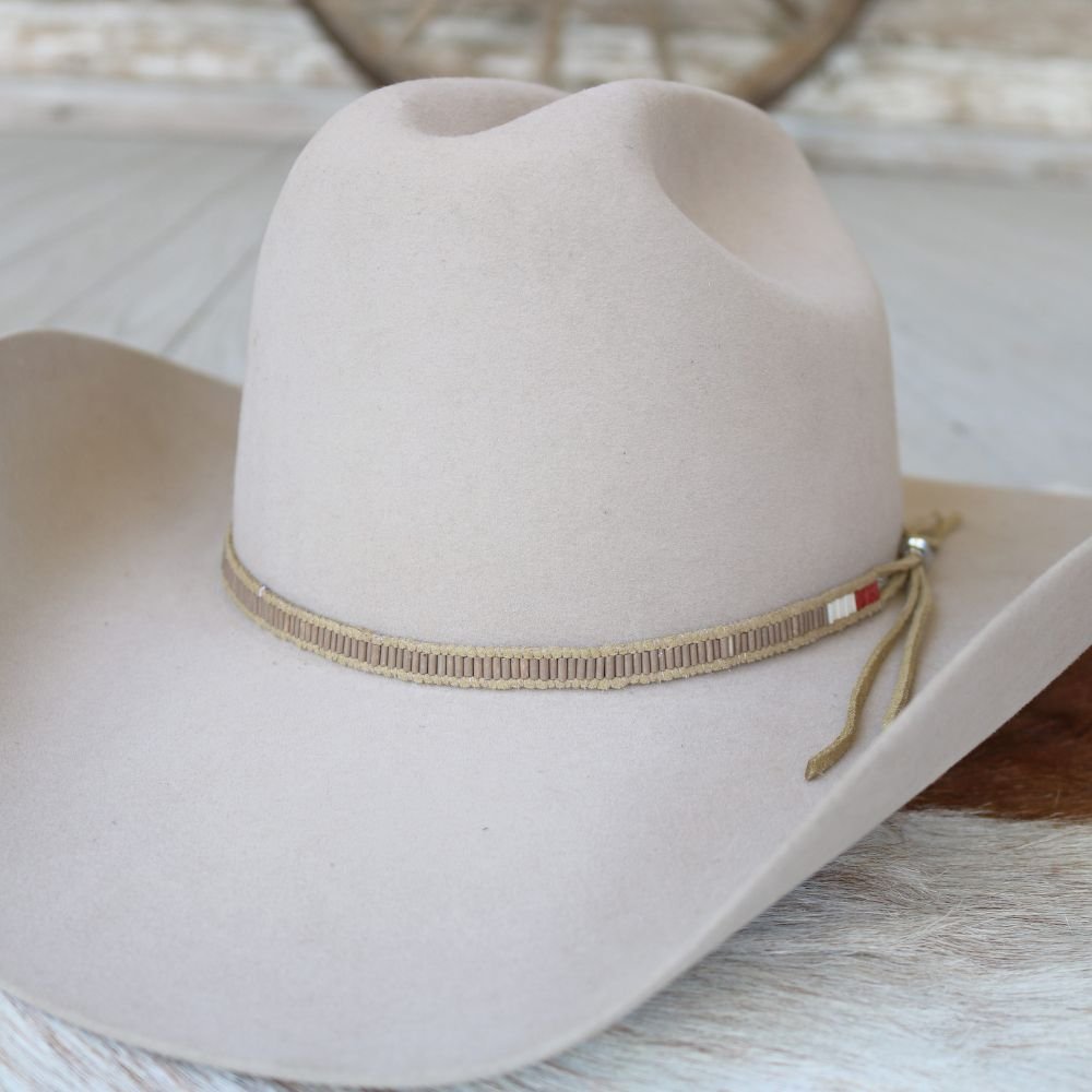 Lane Stitch Tan Beaded Hat Band