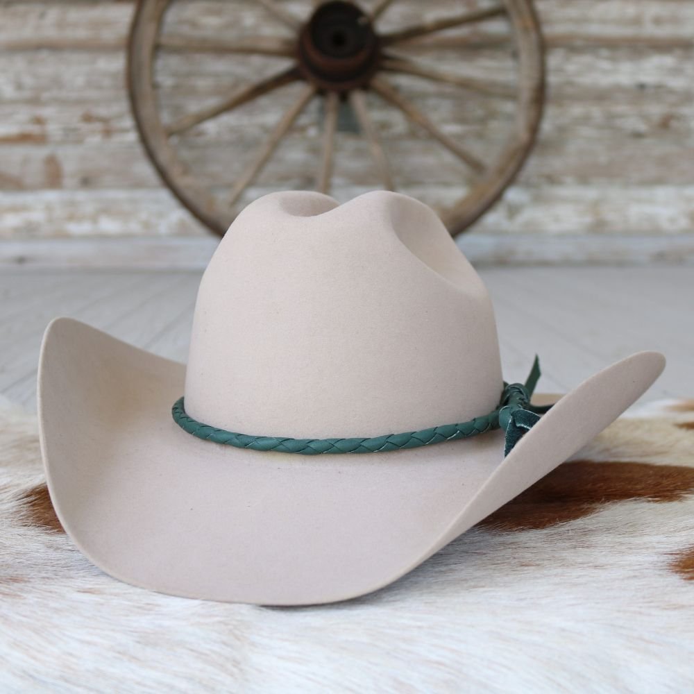 Teal Single Braided Leather Hat Band