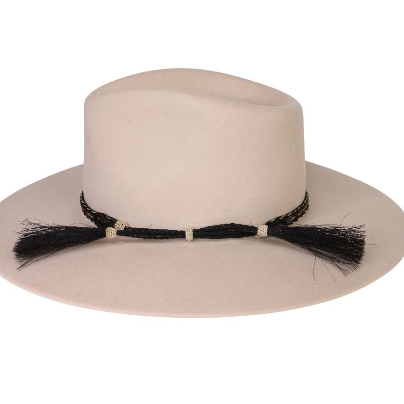 Horsehair Braided Double Tassel Hat Band - Stripe