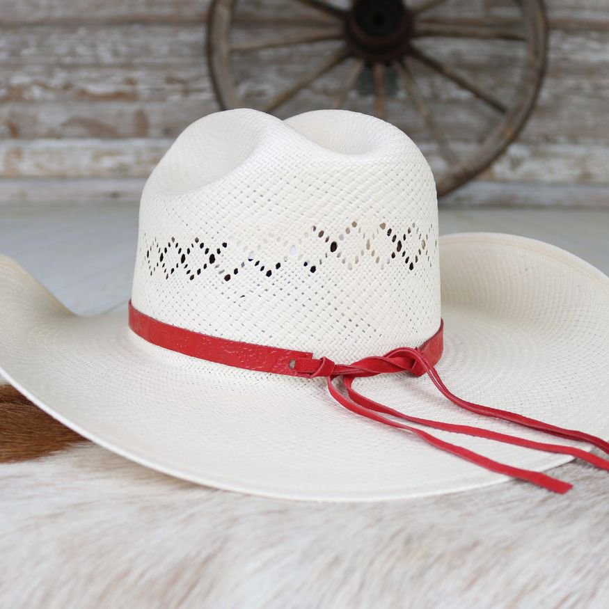 Red Paisley Leather Hat Band