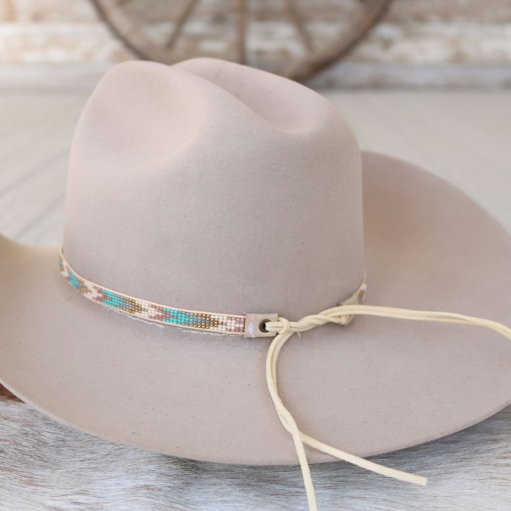 Blue Chevron Beaded Hat Band