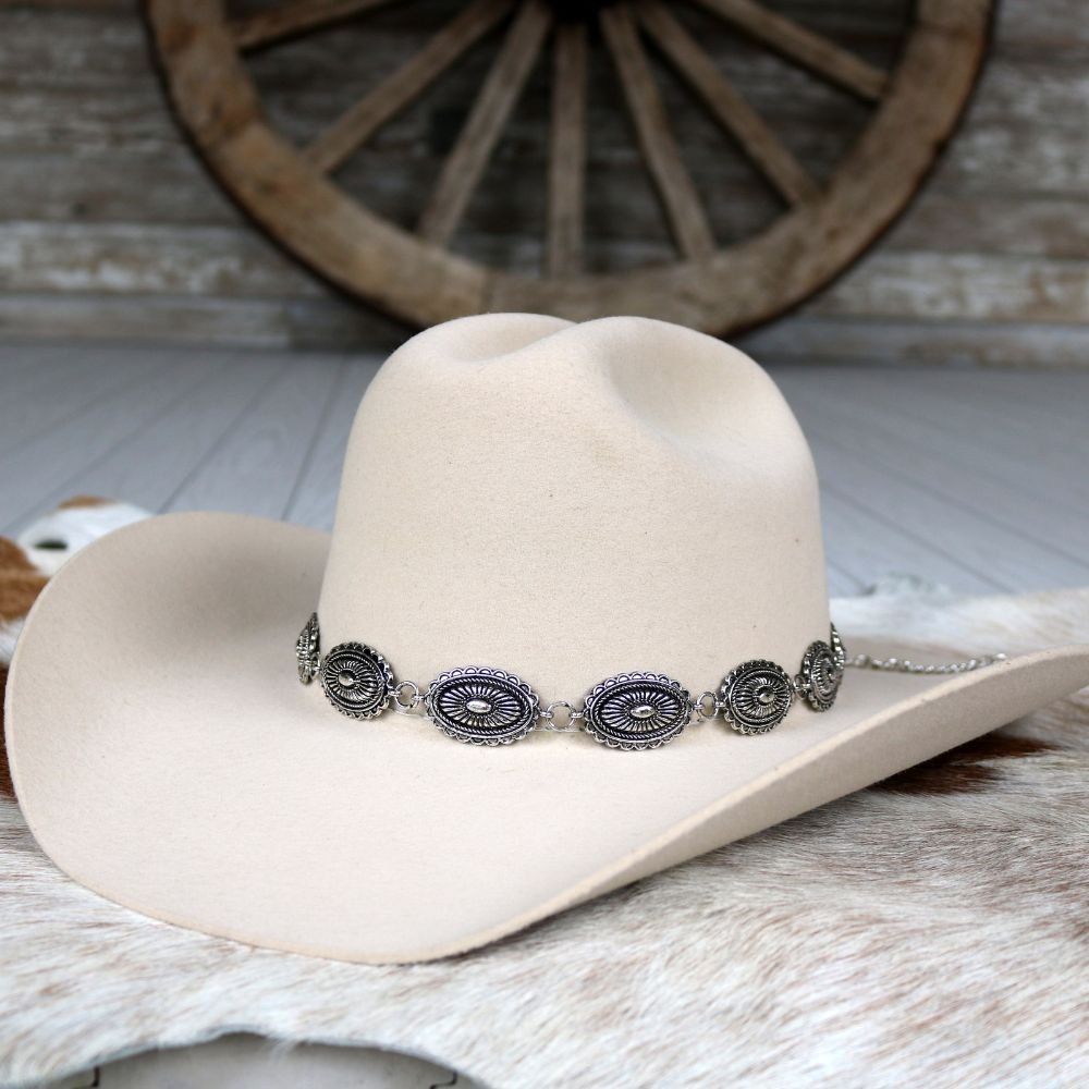 Antiqued Oval Concho Hat Band - Briscoe