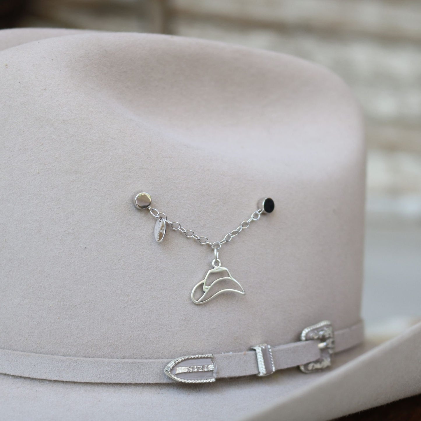 Cowboy Hat Silhouette Charm Sterling Silver