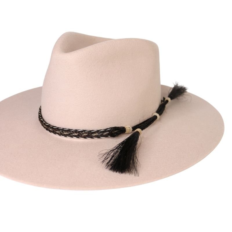 Horsehair Braided Double Tassel Hat Band - Stripe