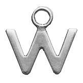 a silver letter w on a white background