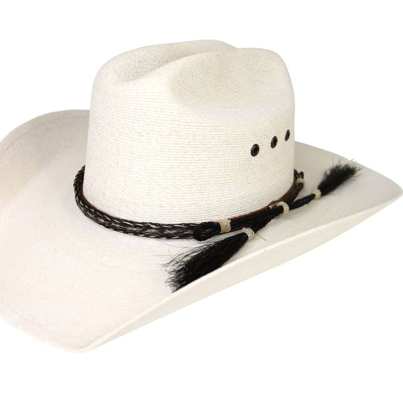 Horsehair Braided Double Tassel Hat Band - Stripe