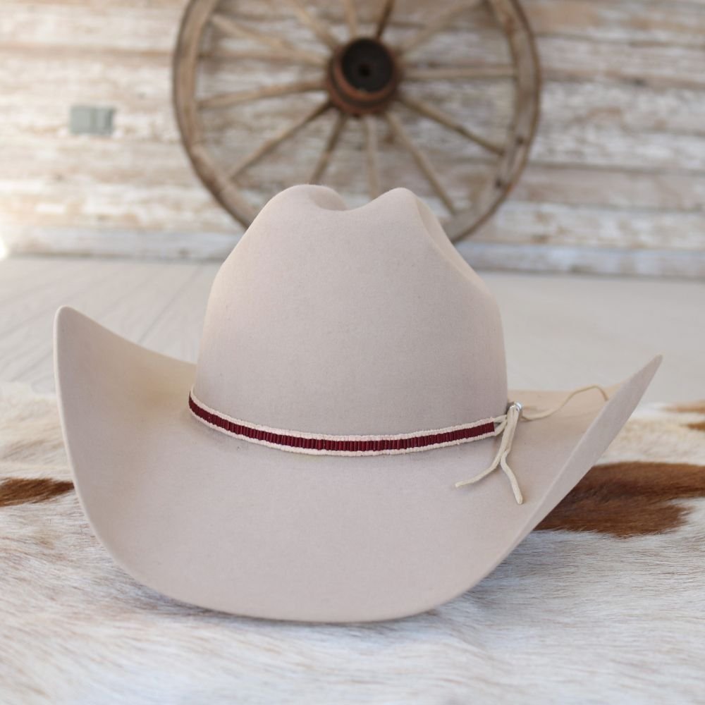 Maroon Lane Stitch Beaded Hat Band