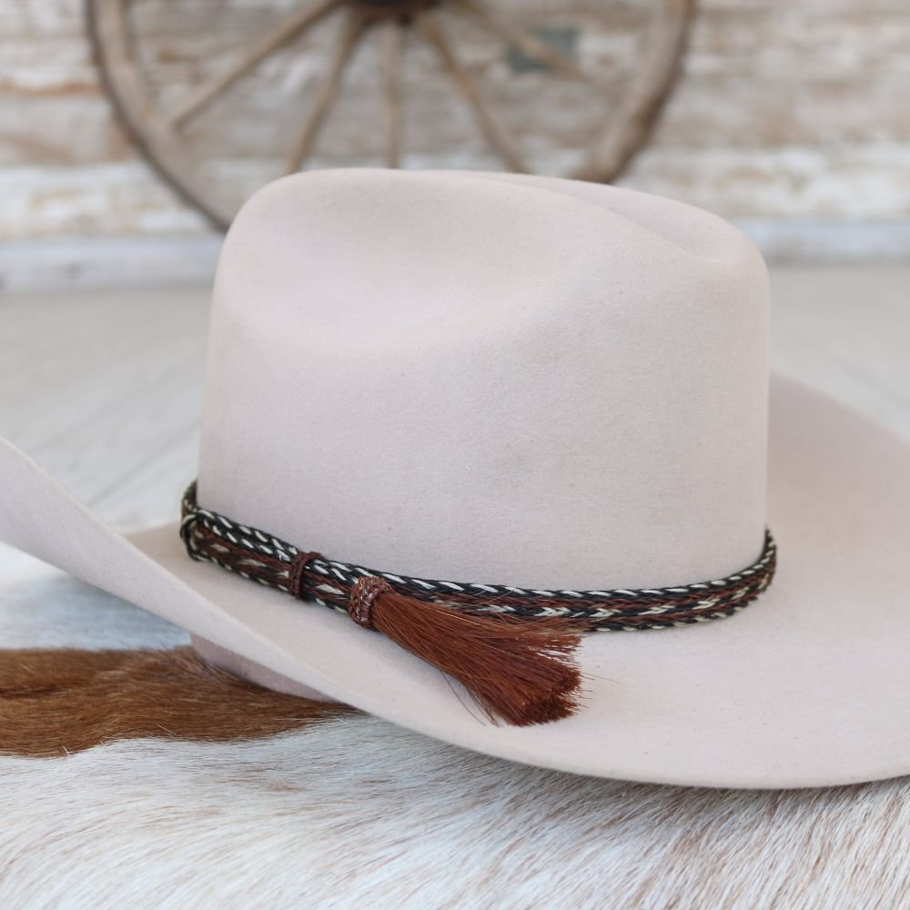 Genuine Horsehair 5 Strand Braided Hat Band with Single Tassel - Duster