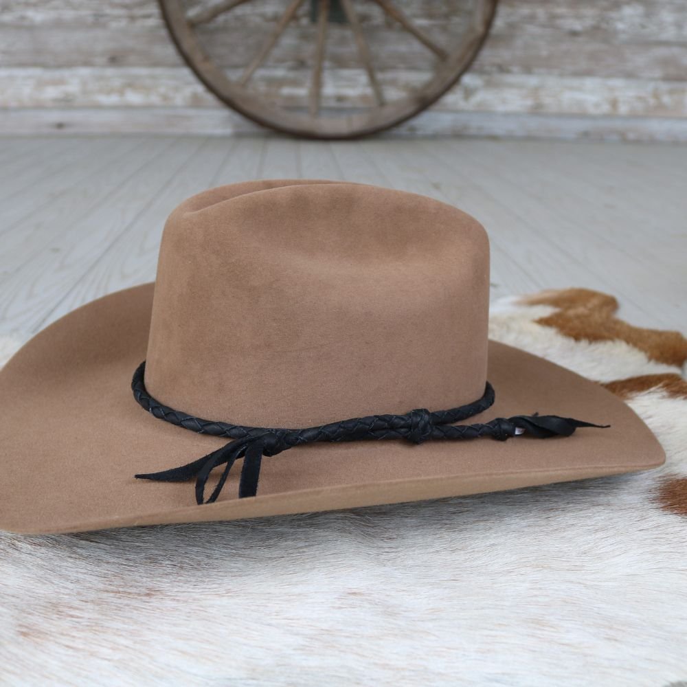 Black Braided Leather Hat Band