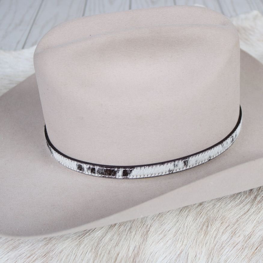 Cowhide Hat Band with Silver Buckle - Stockton