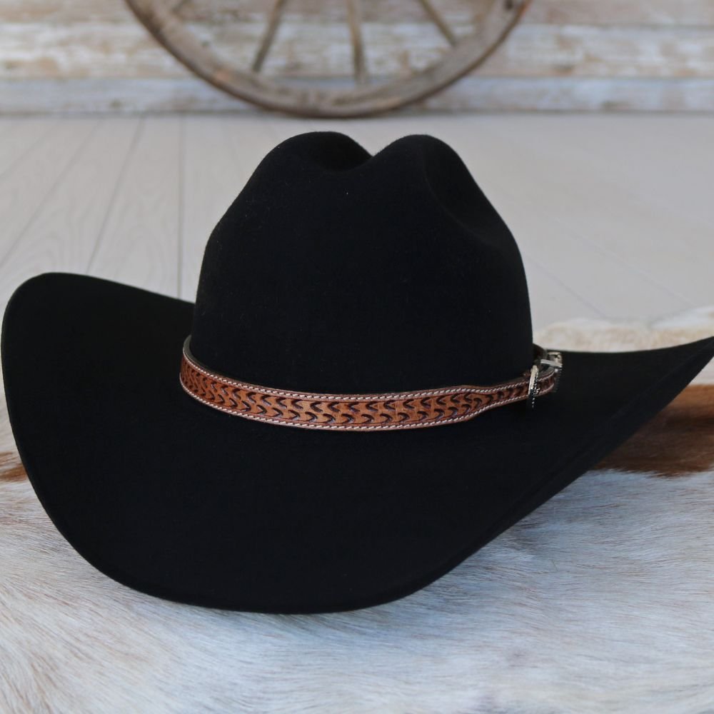 Brown Leather Stamped Hat Band - Cimarron