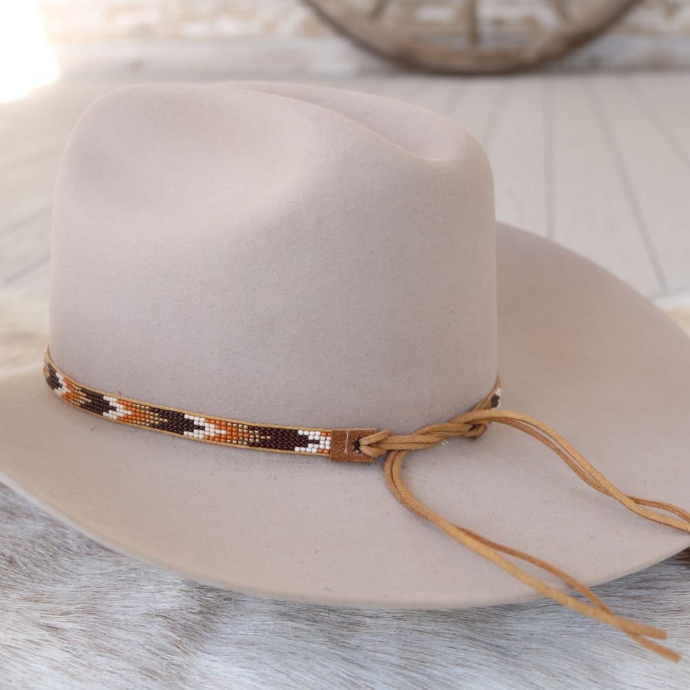 Brown Chevron Beaded Hat Band