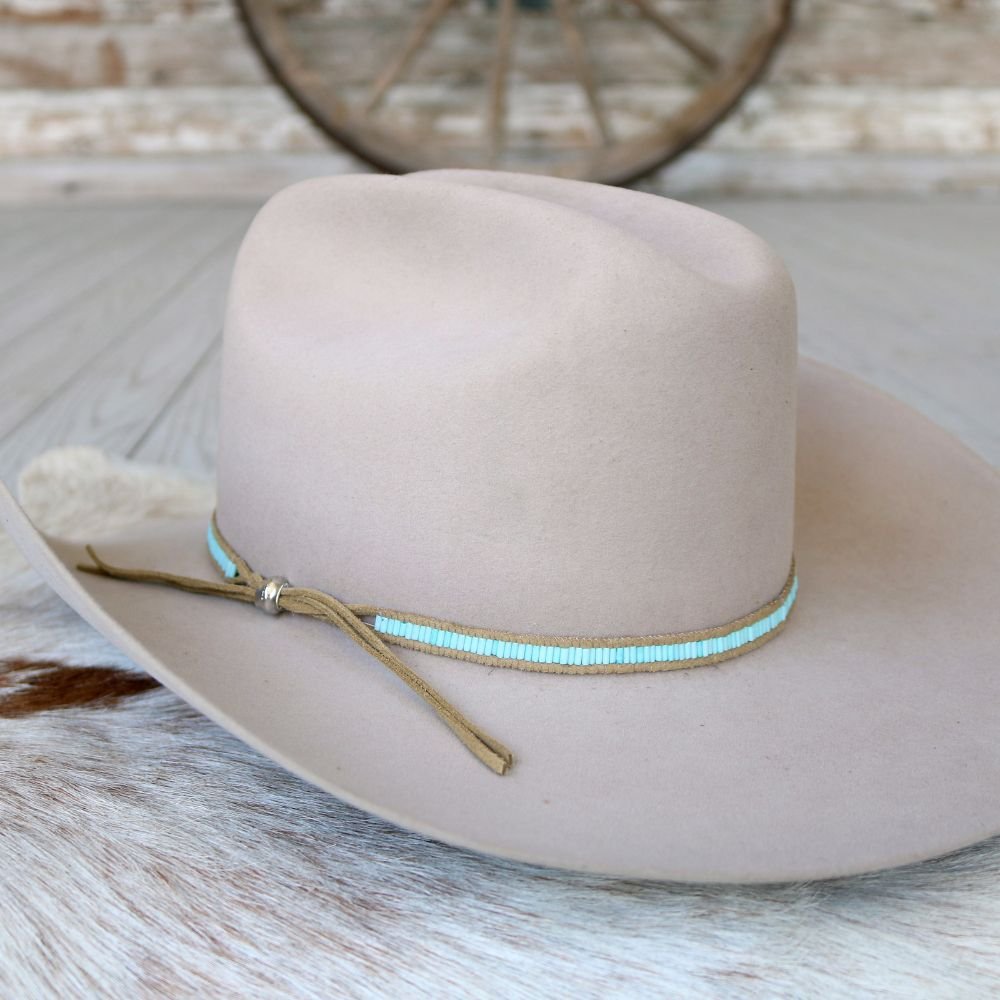 Lane Stitch Pale Blue Beaded Hat Band