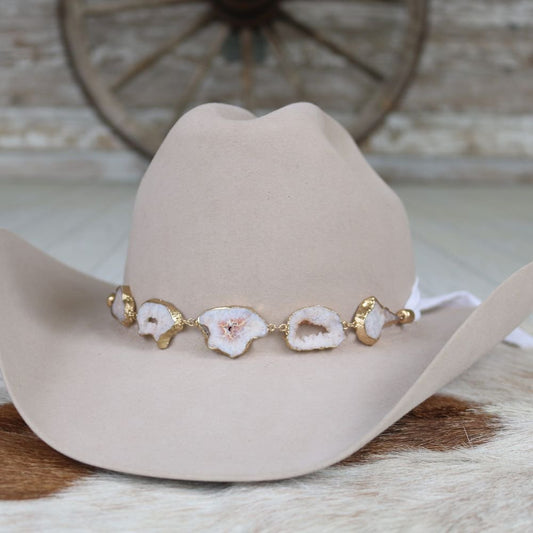White Agate Geode Stone Hat Band – Savannah