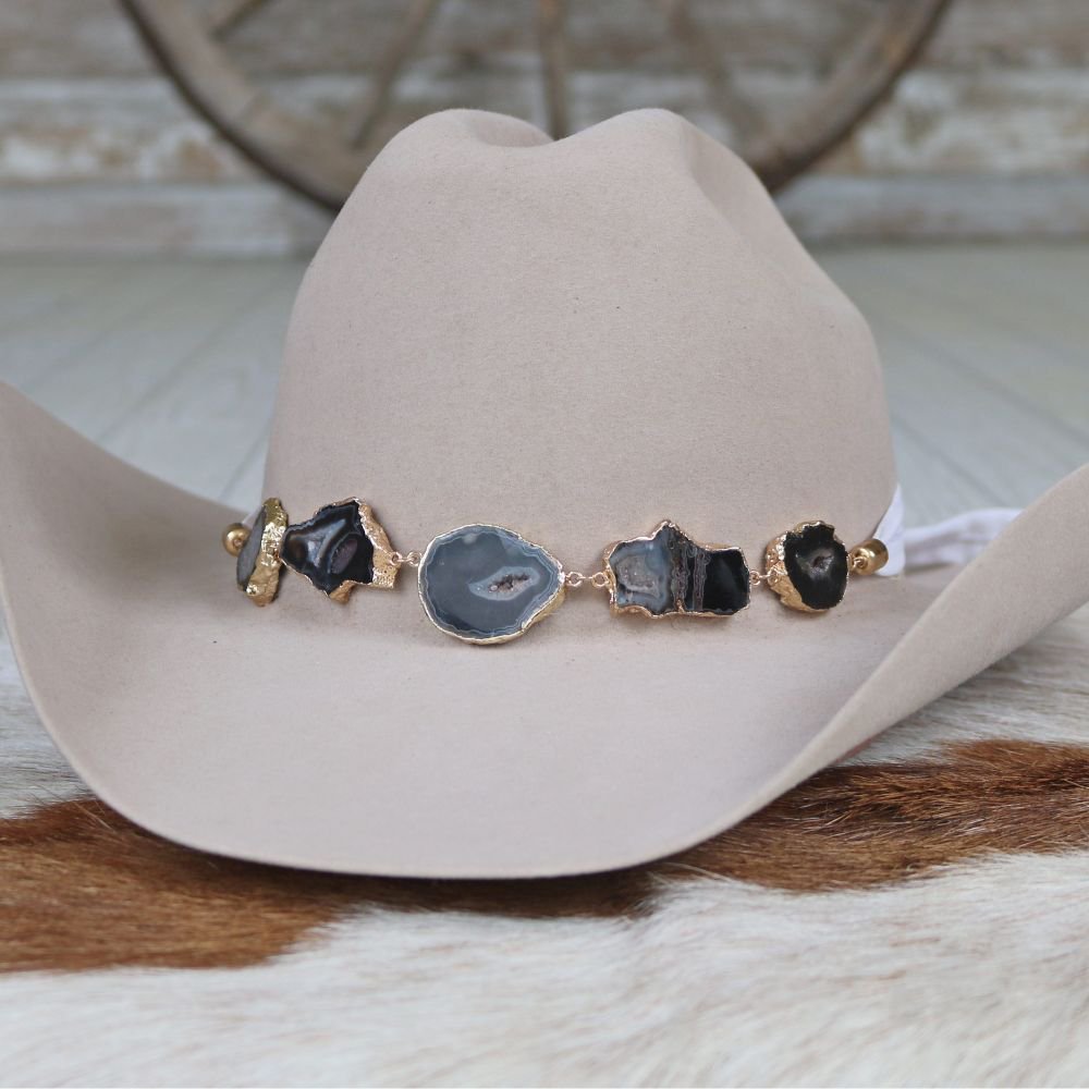 Black Agate Geode Stone Hat Band – Reece