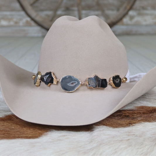 Black Agate Geode Stone Hat Band – Reece