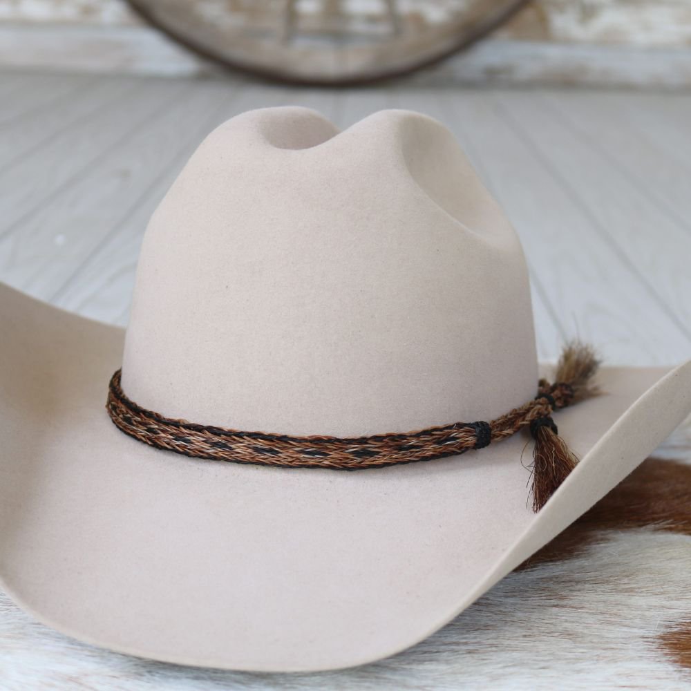 Horsehair 5 Strand Braided Hat Band with Double Tassel - Lariat