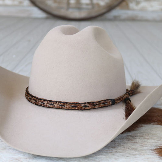 Horsehair 5 Strand Braided Hat Band with Double Tassel - Lariat