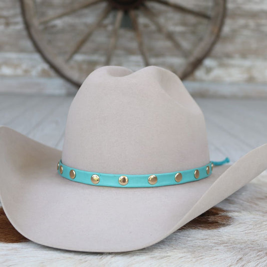 Turquoise Studded Goat Leather Hat Band