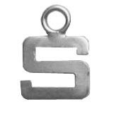 a silver letter with a ring