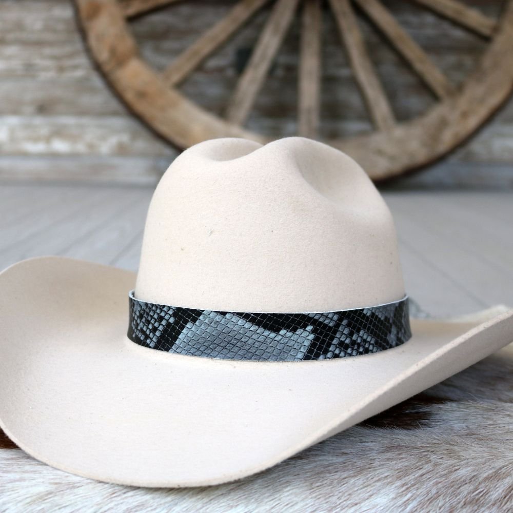 Grey Snake Print Leather Hat Band