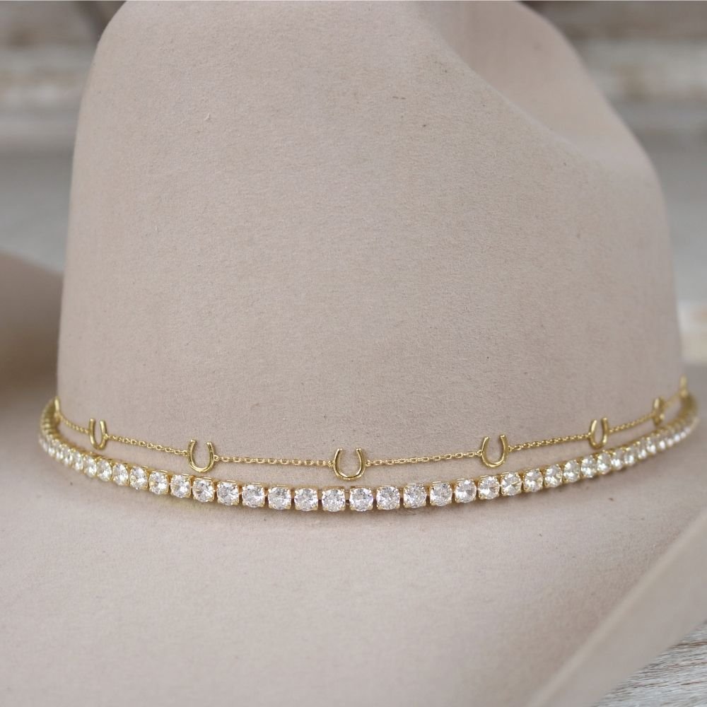 14K Gold Plated Horseshoe Chain Hat Band