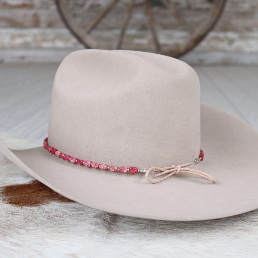 Chunky Pink Rose Stone Hat Band - Blush