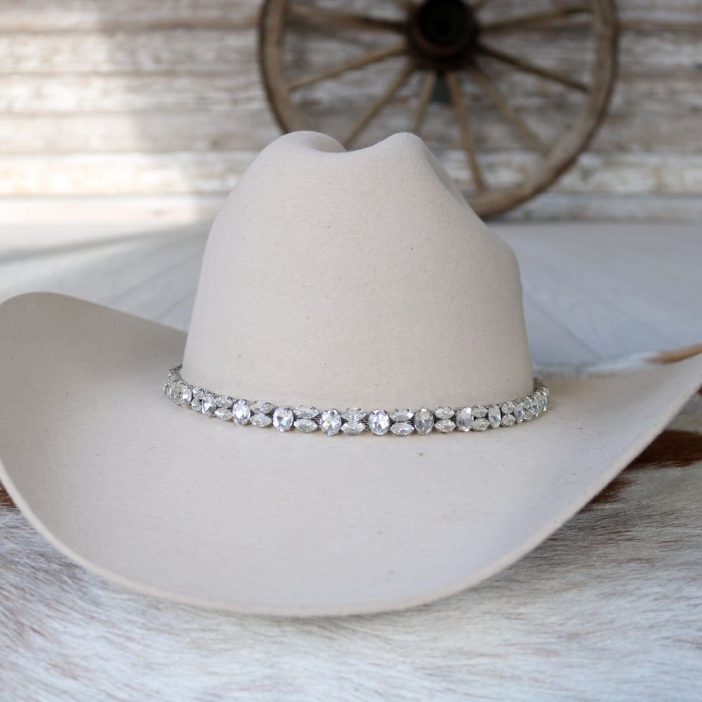 Silver Rhinestone Bling Hat Band - The Kate