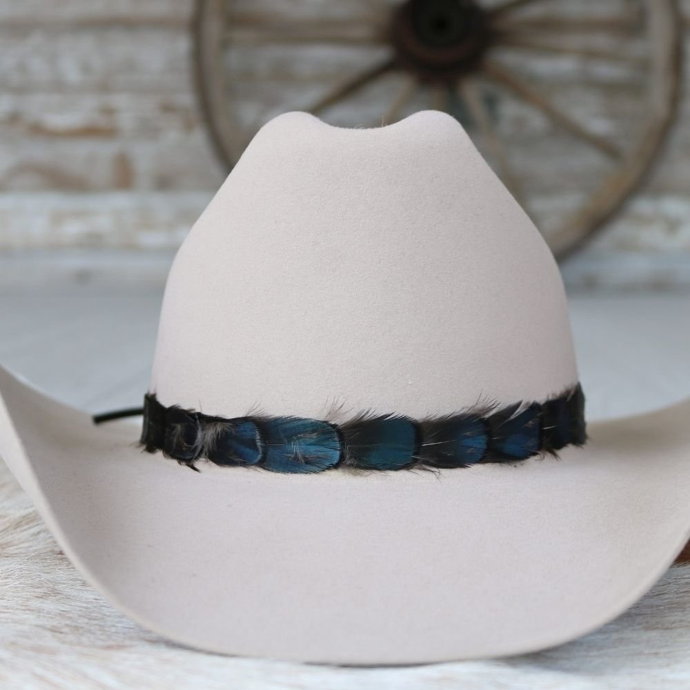 Iridescent Blue Feather Hat Band - Echo